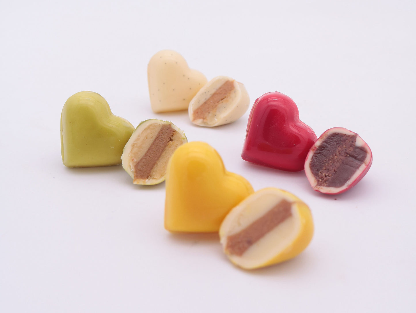 pralines ganache et praliné en forme de cœur